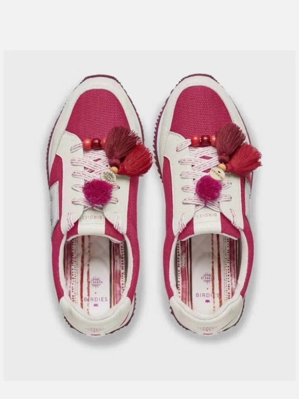 Birdies x21 Seeds limited edition Women's Pink & White Tassel Sneakers